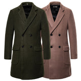 Men's double-breasted woolen trench coat - WOMONA.COM