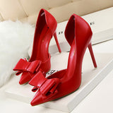 Shallow mouth pointed side hollow shoes - WOMONA.COM