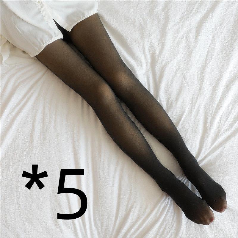 Women's 5-pack opaque black tights with footed coverage