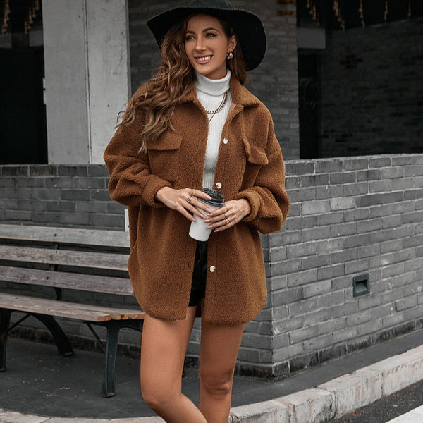 Long-sleeved Woolen Coat - WOMONA.COM