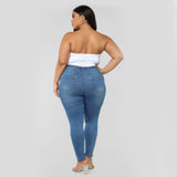 High waist ripped large size fat jeans - WOMONA.COM