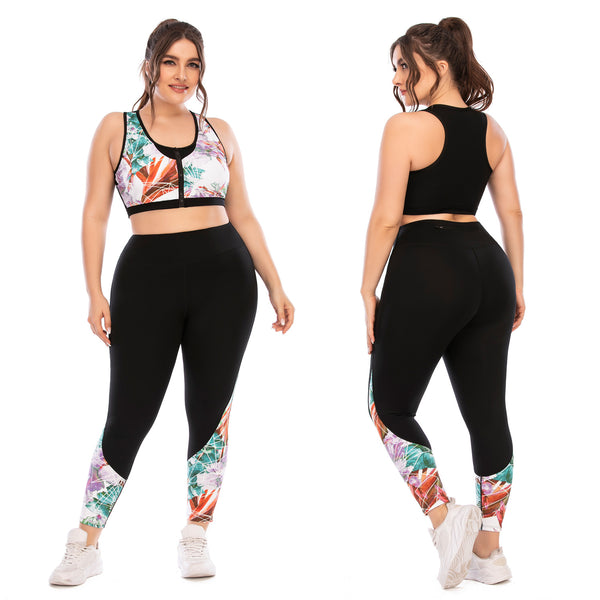 Workout Clothes Suit Plus Size Yoga Clothes Tight-fitting Barbie Pants Sports Bra - WOMONA.COM