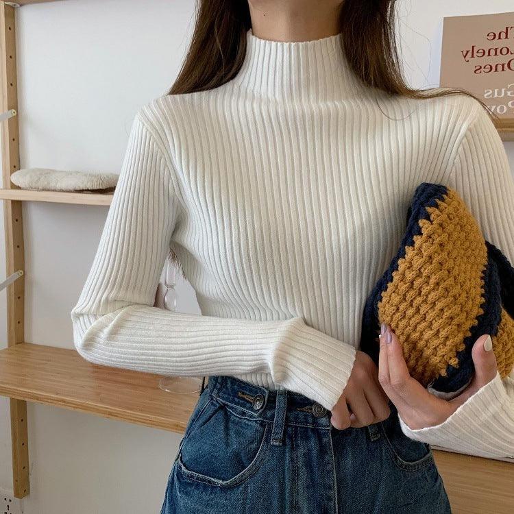 Neck Slim-fit Sweater - WOMONA.COM