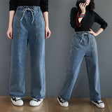 Loose and Versatile High-waisted Plus Size Straight Jeans - WOMONA.COM