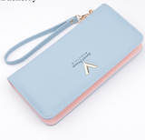 Leather Wallets Women Purses Zipper Long - WOMONA.COM