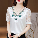 Short Sleeved Chiffon Shirt For Women - WOMONA.COM