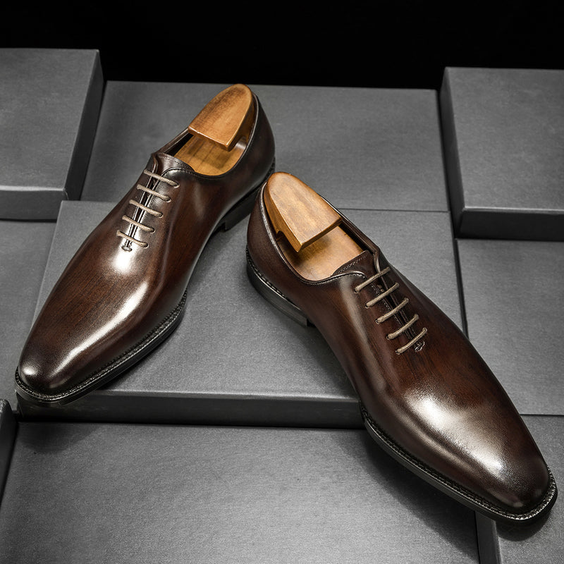 Men's Formal British Style Groom Leather Shoes - WOMONA.COM