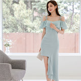 One Shoulder Banquet Sling Dress - WOMONA.COM