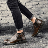 Sleeve Leather Boots Men - WOMONA.COM