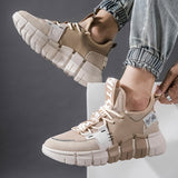 Leather panel casual sneakers - WOMONA.COM