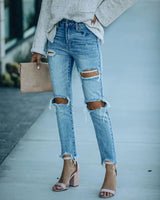 Denim Holes Sexy Trousers - WOMONA.COM