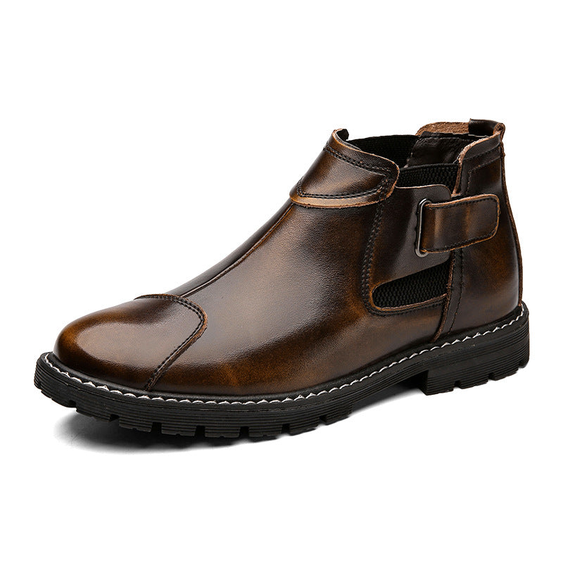 Sleeve Leather Boots Men - WOMONA.COM