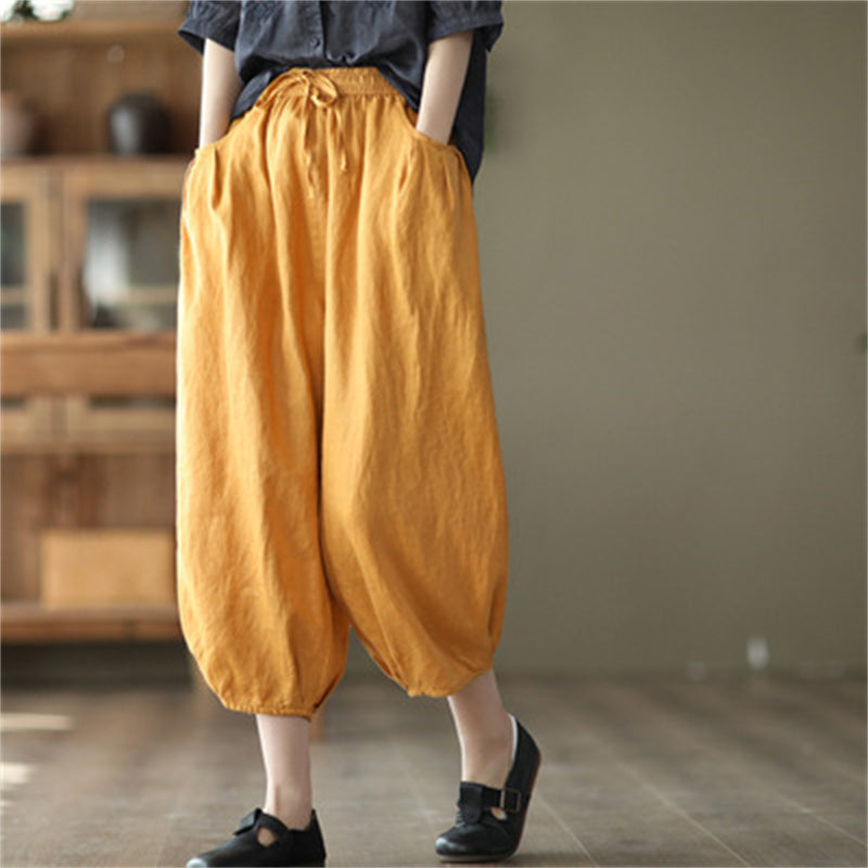 Cotton And Linen Harem Pants Casual Straight Leg Pants - WOMONA.COM