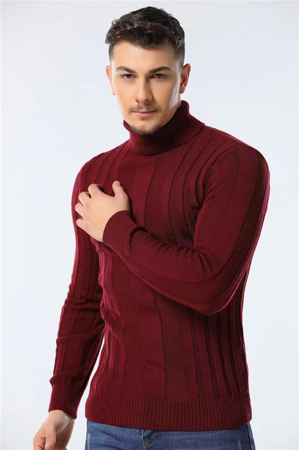 Men's Casual Warm Striped Sweater - WOMONA.COM