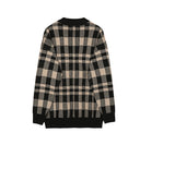 Men's V-neck Plaid Sweater - WOMONA.COM