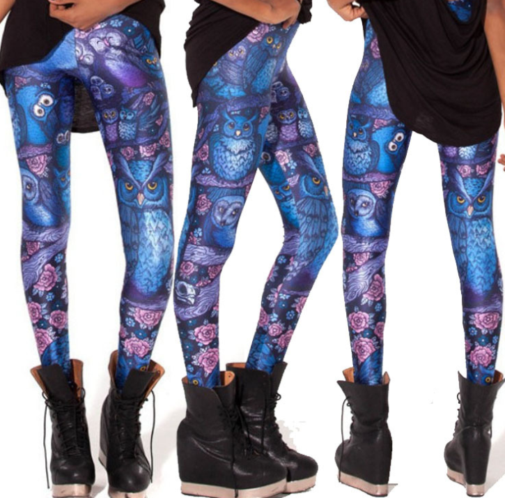 Blue MIDNIGHT OWL LEGGINGS - WOMONA.COM