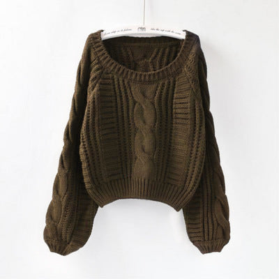 Lantern Sleeve Short Sweater - WOMONA.COM