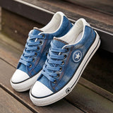 denim canvas flat women jeans sneakers - WOMONA.COM