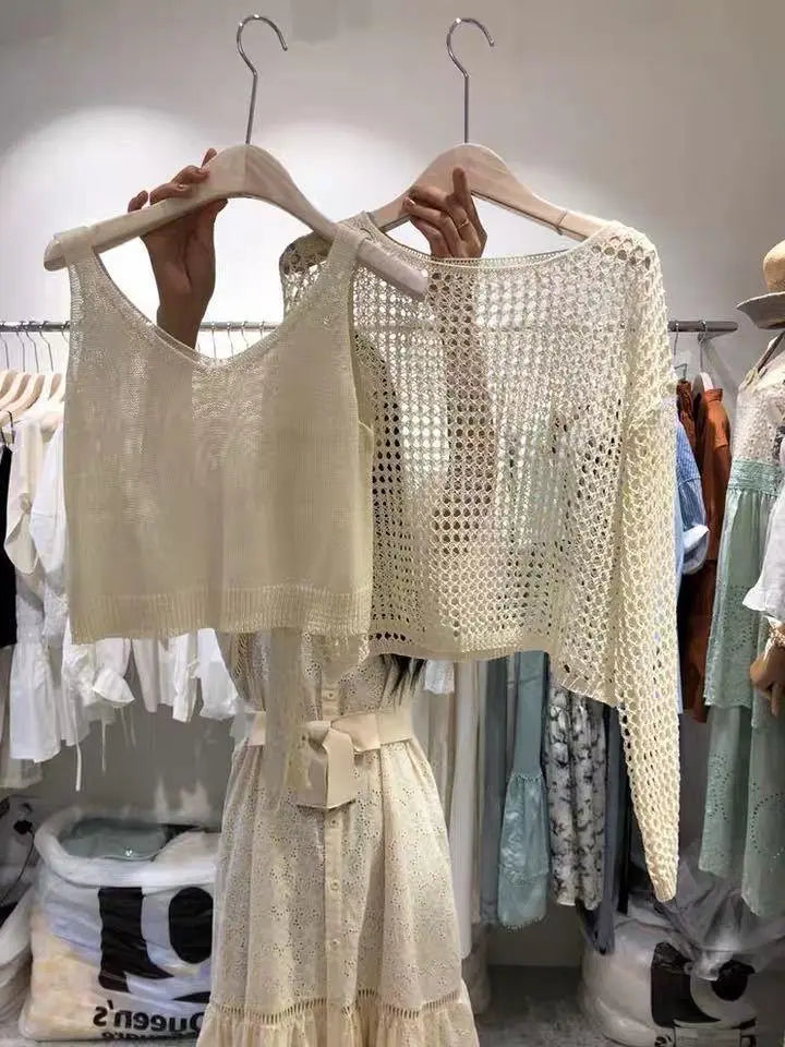 Two-piece Knitted Blouse - WOMONA.COM