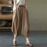 Cotton And Linen Harem Pants Casual Straight Leg Pants - WOMONA.COM