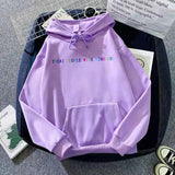 Hooded Letter Sweater Solid Color - WOMONA.COM