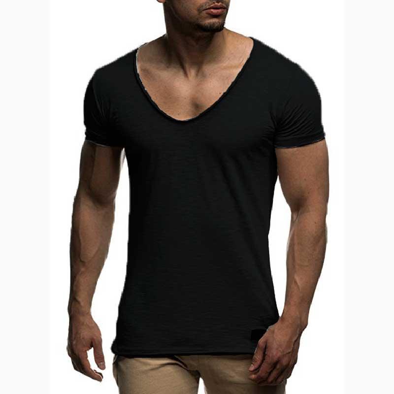 V Neck Short Sleeve Men t Shirt - WOMONA.COM