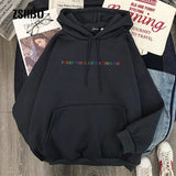 Hooded Letter Sweater Solid Color - WOMONA.COM