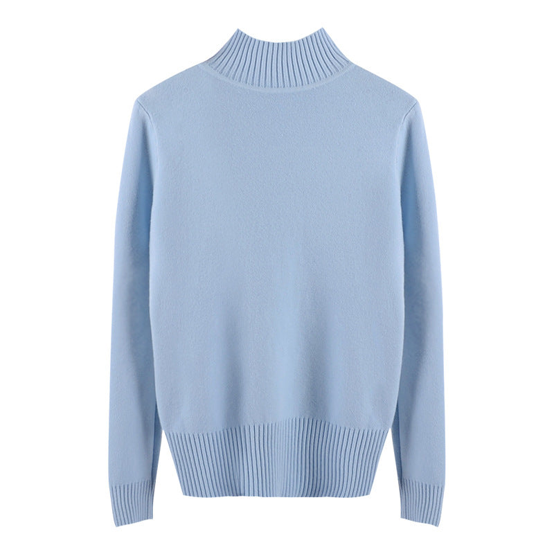 Half turtleneck knitted sweater - WOMONA.COM