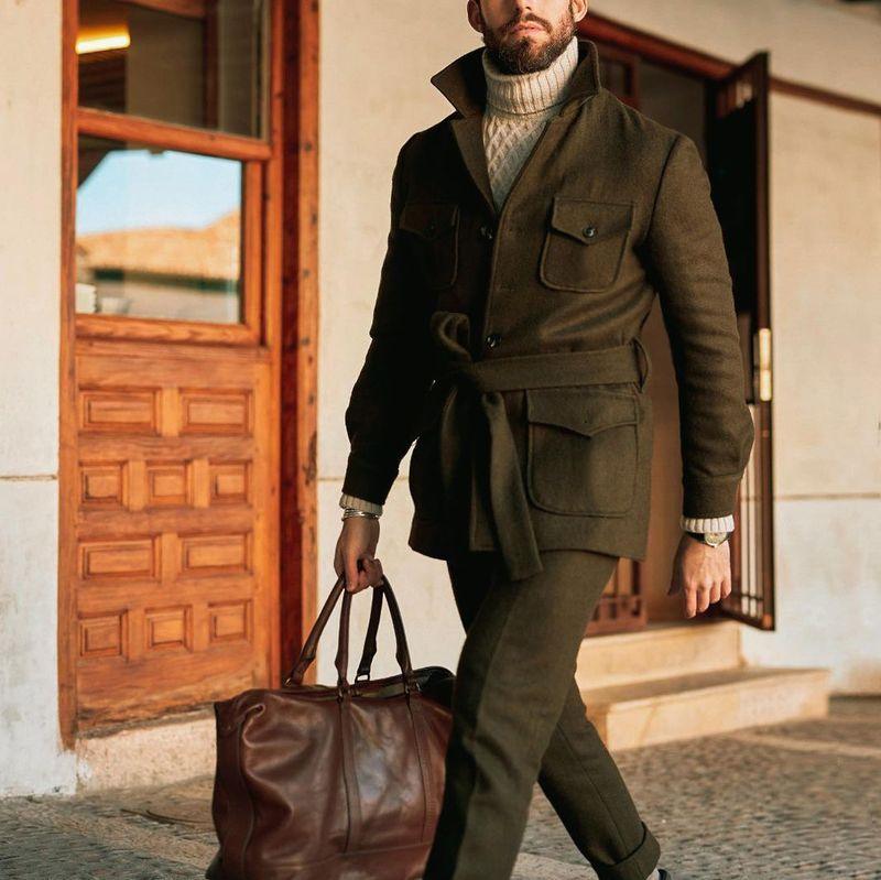 Men's Stand-collar Woolen Trench Coat - WOMONA.COM
