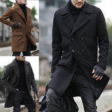 Men's lapel woolen trench coat - WOMONA.COM