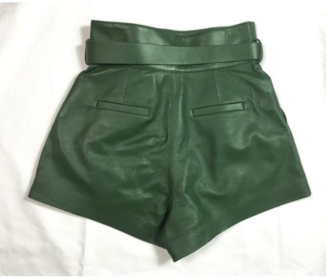 Women Harajuku Genuine Leather shorts - WOMONA.COM