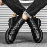 Side Zipper British Style Letters Men Boots - WOMONA.COM