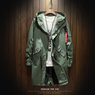 mid-length trench coat men's jacket - WOMONA.COM
