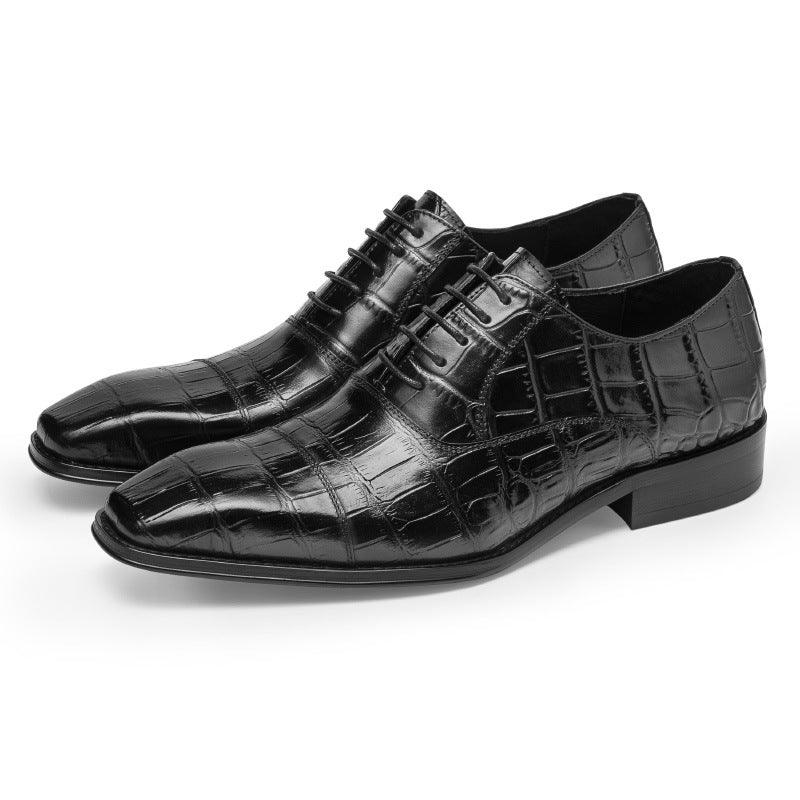 Cowhide Hand Colored Embossed Men's Shoes - WOMONA.COM