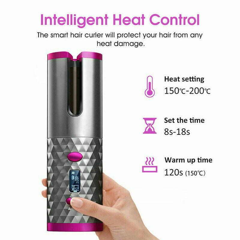 Automatic Rotating Cordless Hair Curler Fast Curling Iron Tongs - WOMONA.COM