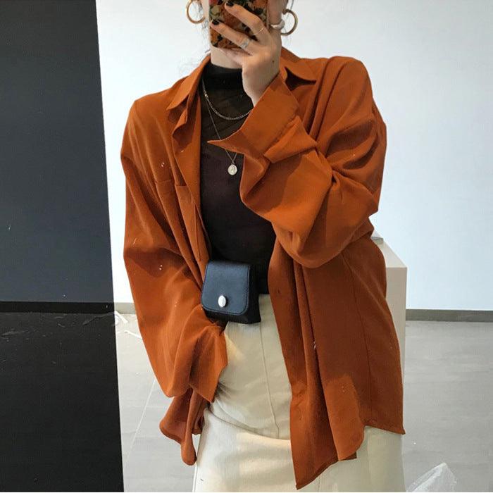 Lantern Sleeve Loose Casual Shirt - WOMONA.COM