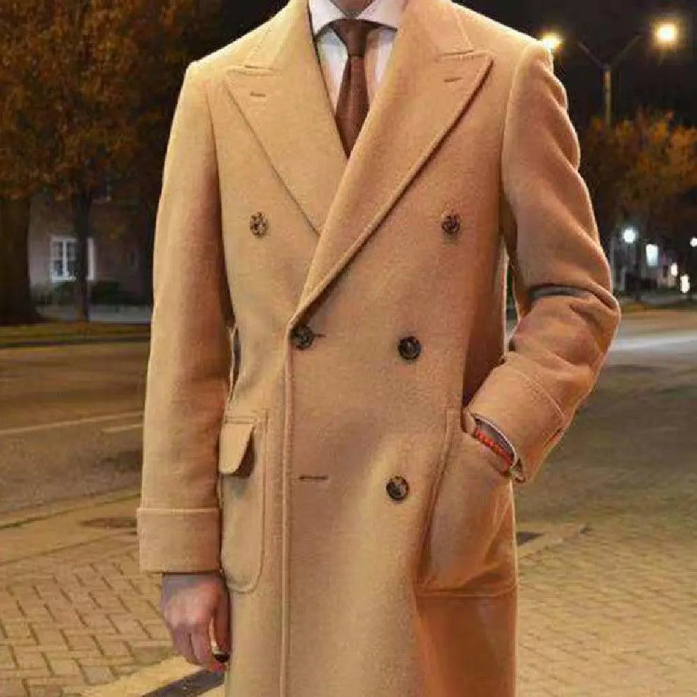 Men's British Mid Length Coat - WOMONA.COM