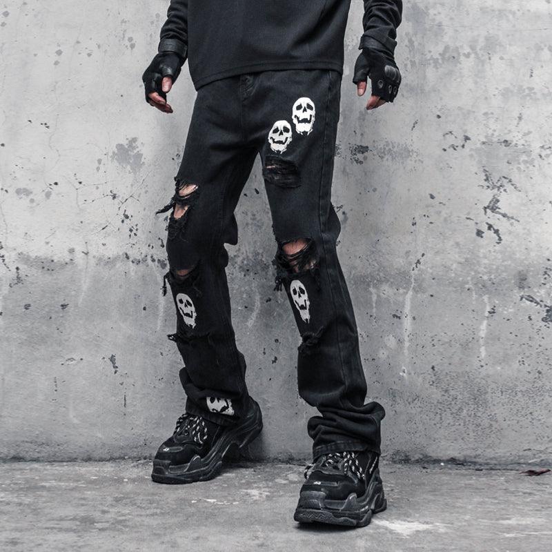 Men's Crossbones Distressed Jeans