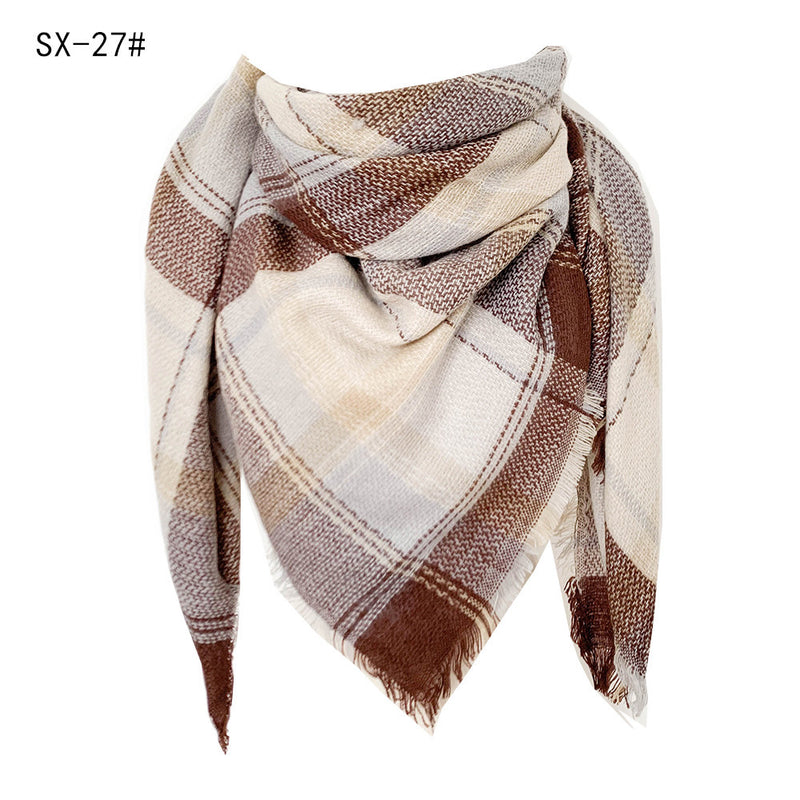 Cashmere-like Colorful Plaid Square Scarf - WOMONA.COM