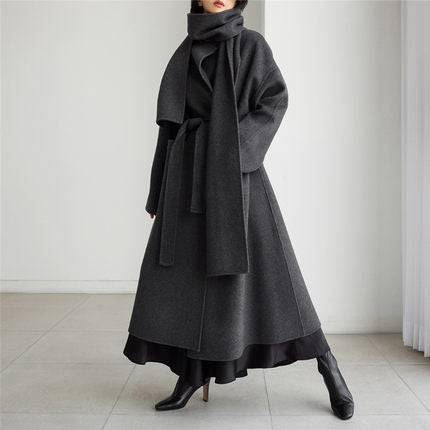 Lace Up Woolen Coat Women's - WOMONA.COM