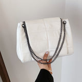 Ladies Leather Flap Chain Bag - WOMONA.COM