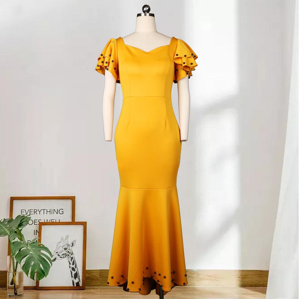 High Waist Plus Size Ruffle Dress Women - WOMONA.COM