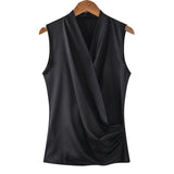 Sleeveless V-neck Top - WOMONA.COM