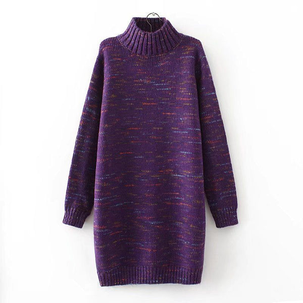 Turtleneck Long Sleeve Dress - WOMONA.COM