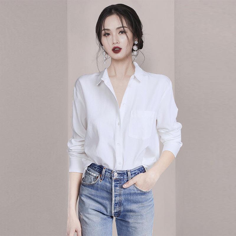 Slim Fit White Shirt - WOMONA.COM