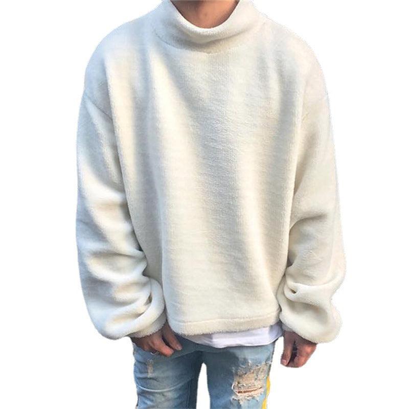 Light plush crew-neck pullover jacket, long sleeves, no visible zipper or hood