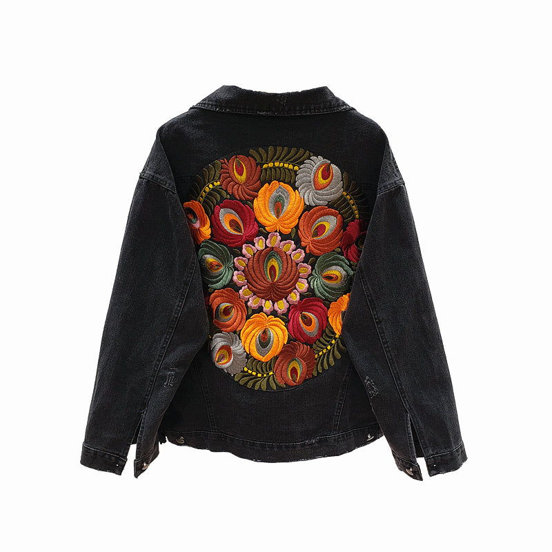 Women's embroidered denim jacket - WOMONA.COM