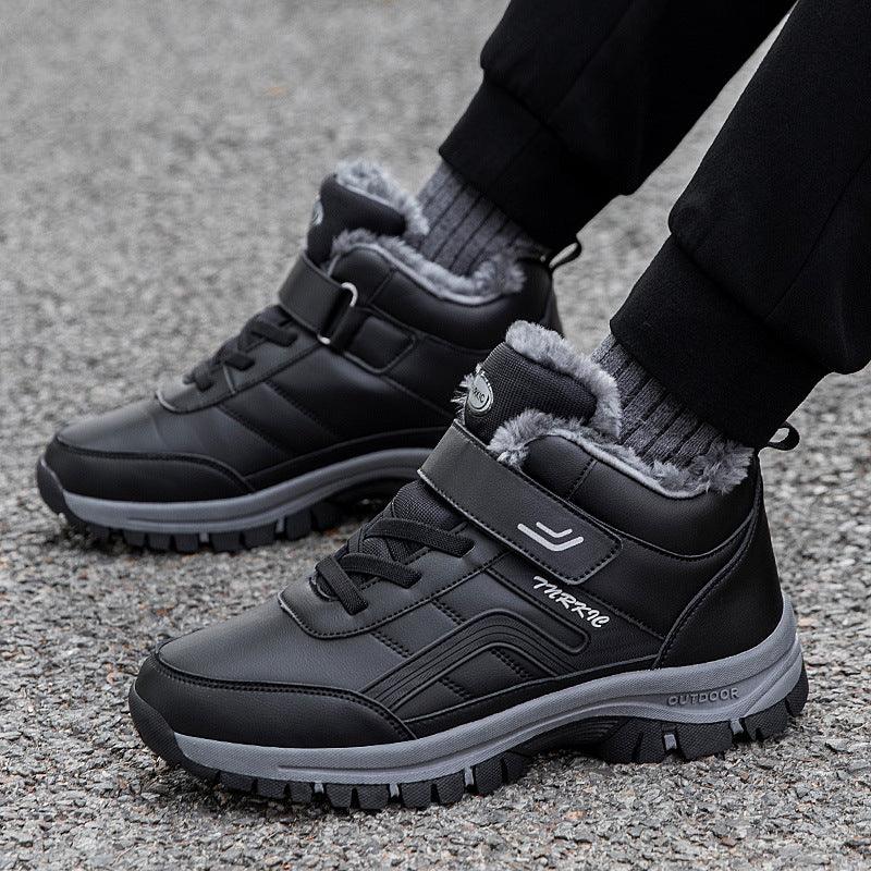 Men Warm Plush Velcro Snow Boots - WOMONA.COM
