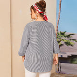 Plus size striped T-shirt - WOMONA.COM