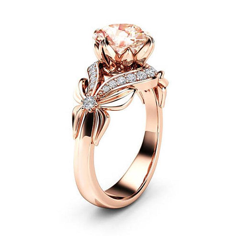 Rose Gold-Tone Crystal Bow Ring